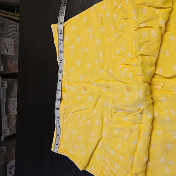 Elodie Yellow White Tiny White Floral Pattern Button Front Skirt Size Small - Picture 13 of 15